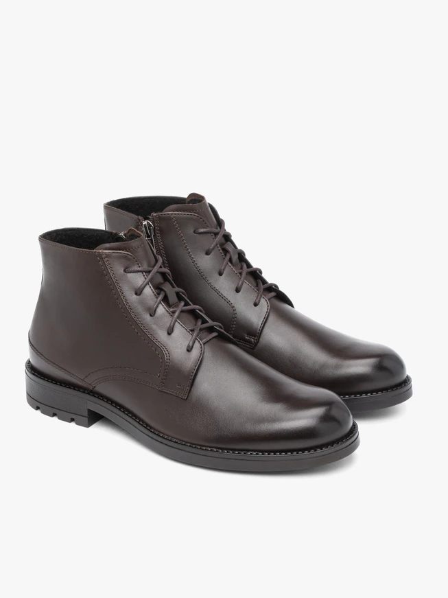Dark brown full grain leather boots