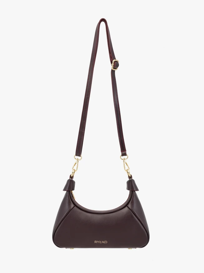 Maroon grain leather handbag