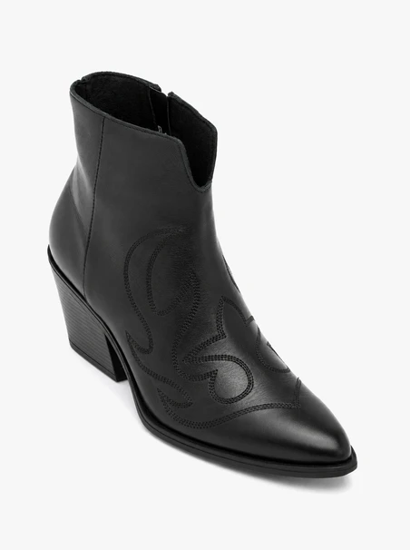 Schwarze Cowboy-Stiefeletten mit Ziernähten