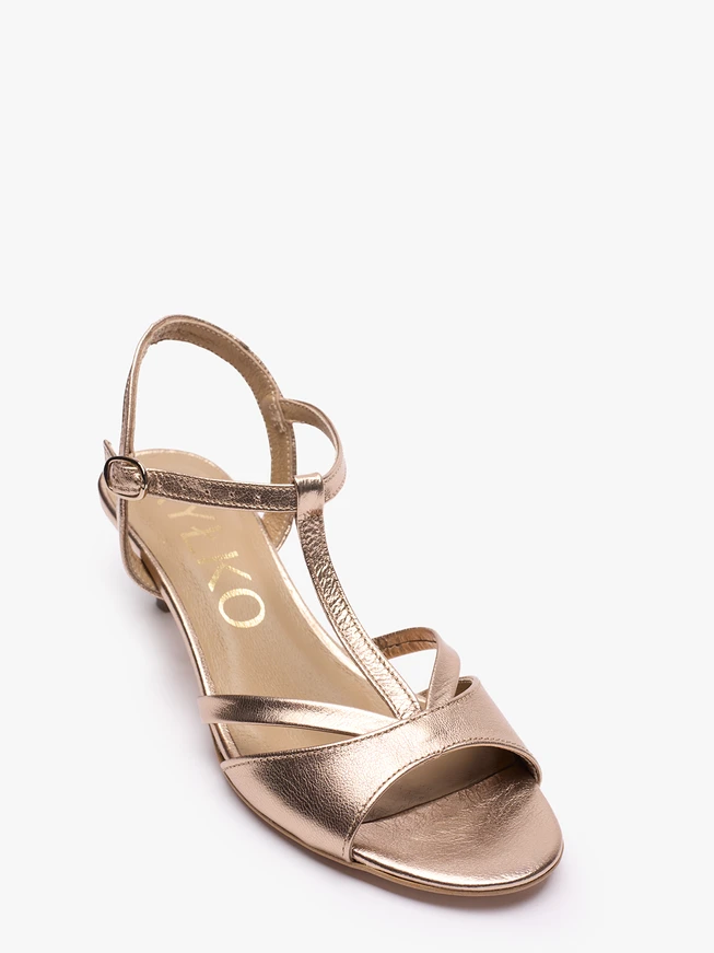 Platin-Sandalen mit T-Bar-Absatz