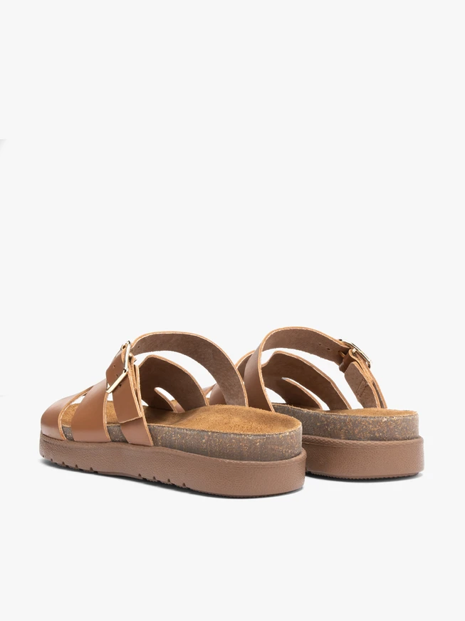 Braune H-Flip-Flops mit Schnallenriemen
