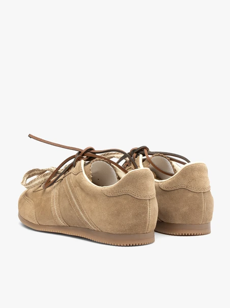 Dark Beige Lace-up Sneakers