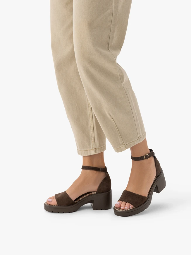 Dark Brown Sandals with Heel