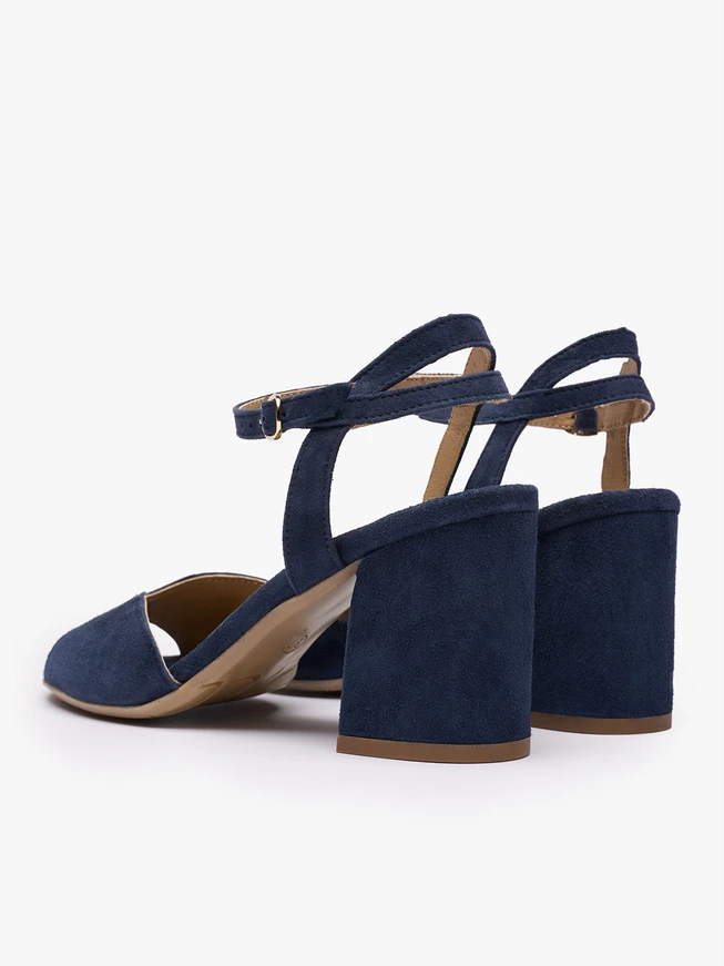 Marineblaue Stiletto-Sandalen