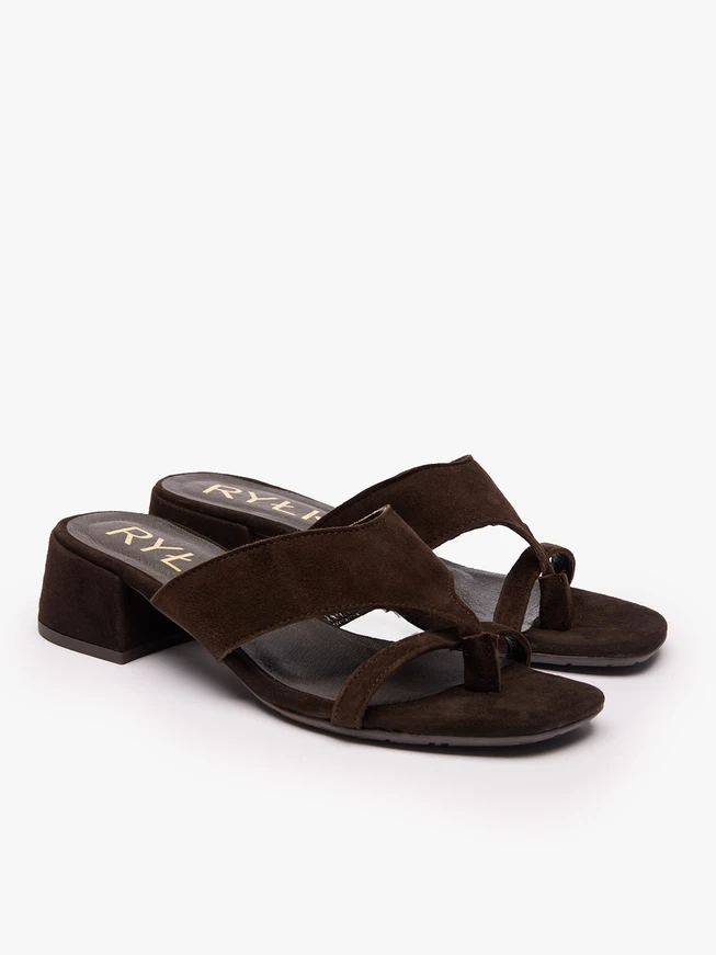 Dunkelbraune Veloursleder-Flip-Flops
