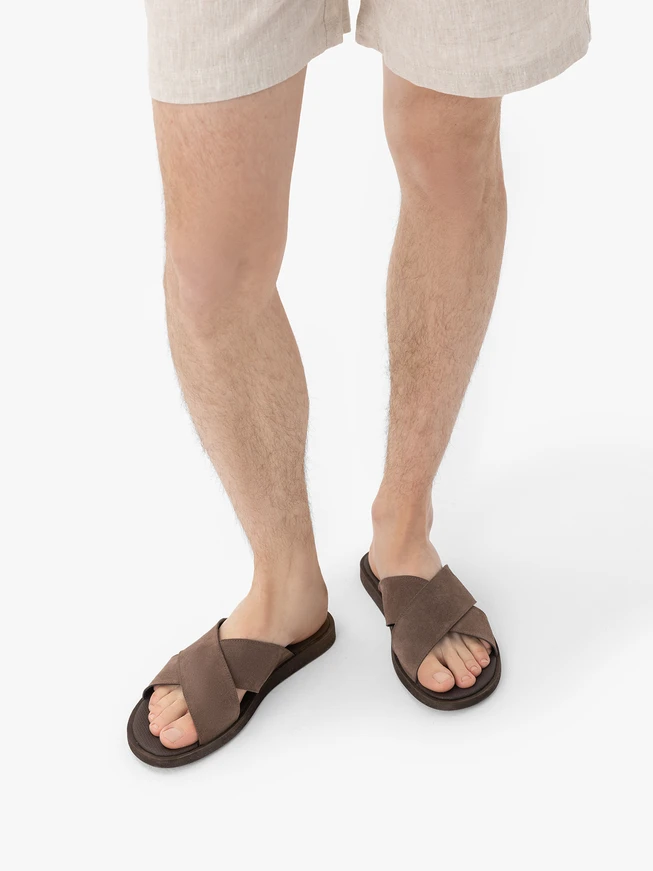Flip-Flops aus grauem Veloursleder