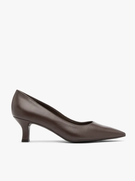 Brown grain leather pumps with stiletto heel