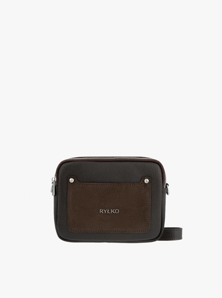 Brown leather and velour handbag