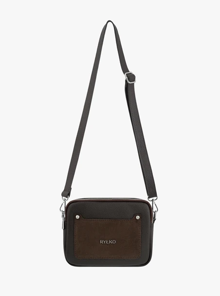 Brown leather and velour handbag