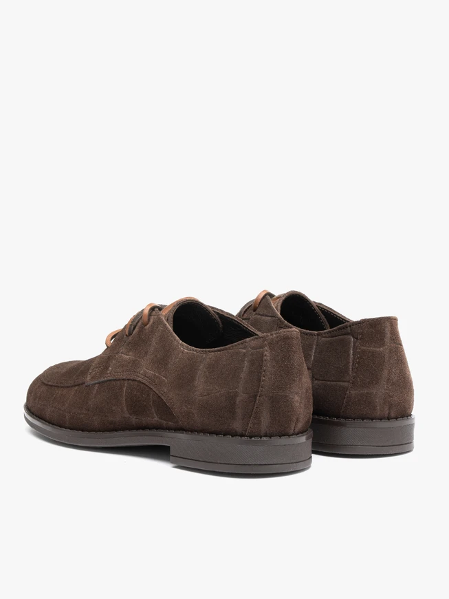 Dark brown half shoes crocodile leather pattern