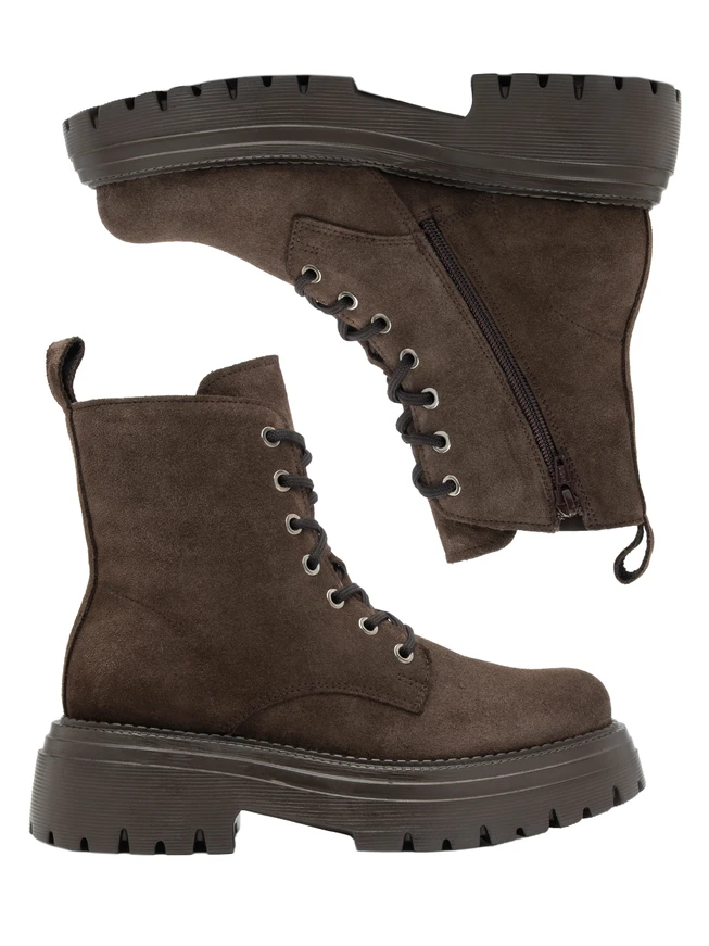 Dunkelbraune Velourslederstiefel