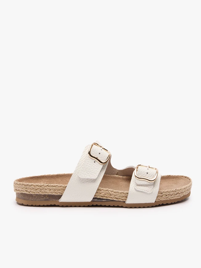 Cremefarbene Flip-Flops mit zwei Riemen