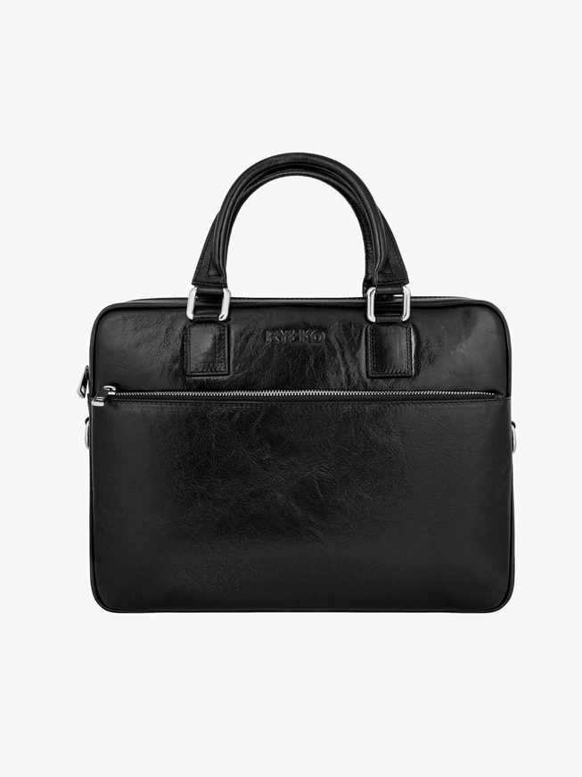 Black men’s leather bag briefcase – fits A4