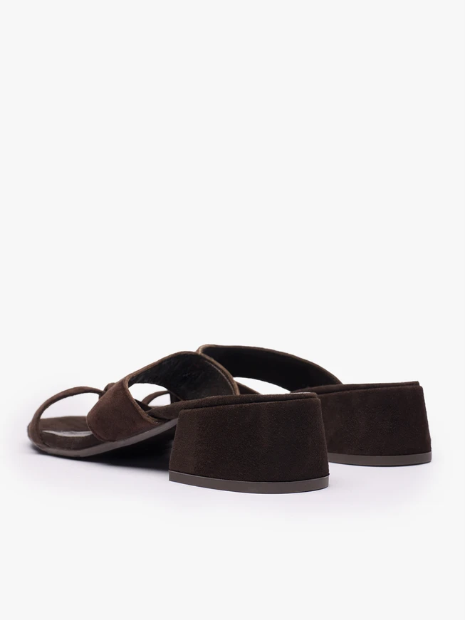 Dunkelbraune Veloursleder-Flip-Flops