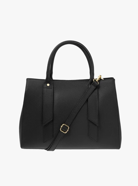 Black large handbag crocodile leather pattern