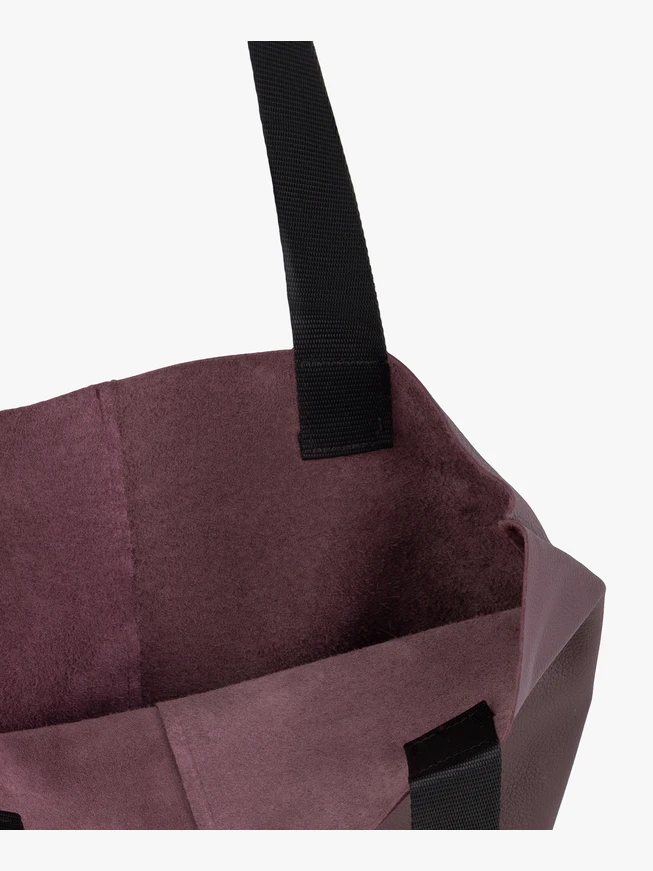 Kastanienbraune Shopper-Tasche aus Leder und Stoff