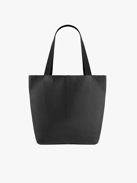 Large black leather &amp; fabric shopper bag