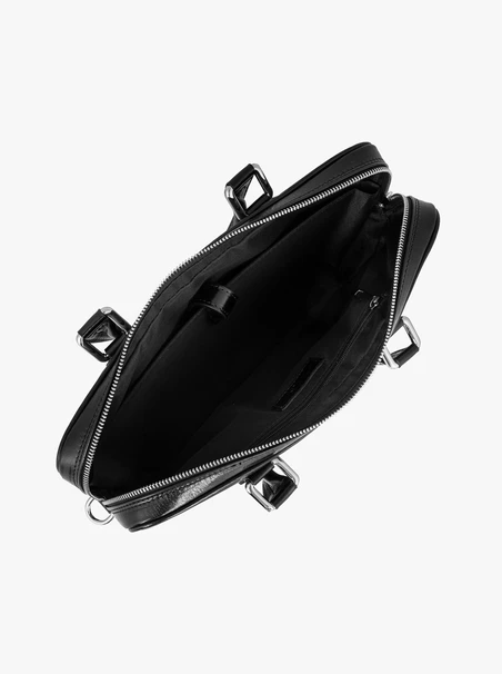 Schwarze A4-Ledertasche