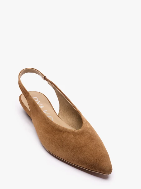 Brązowe czółenka slingback w szpic