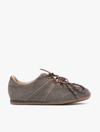 Grey velour leather sports half shoes