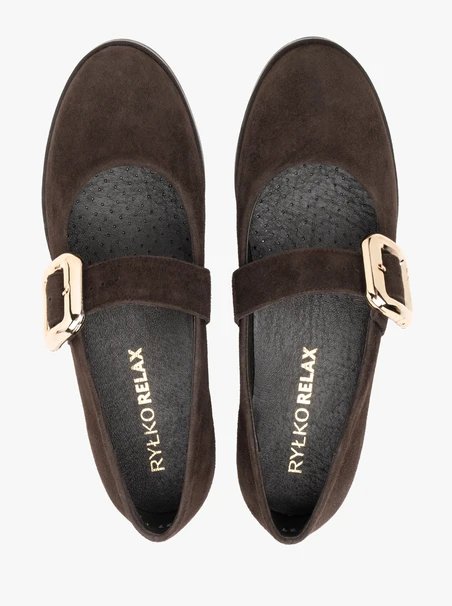 Dark brown Mary Jane ballerinas with strap