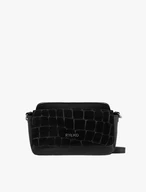 Black small handbag crocodile leather pattern