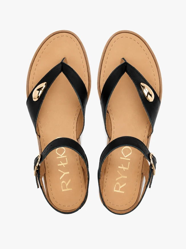 Schwarze Flip Flops mit Verzierung