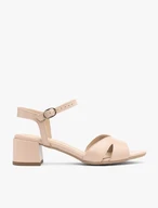 Beigefarbene Blocksandalen