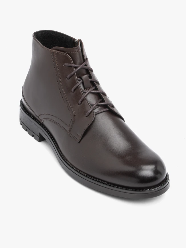 Dark brown full grain leather boots