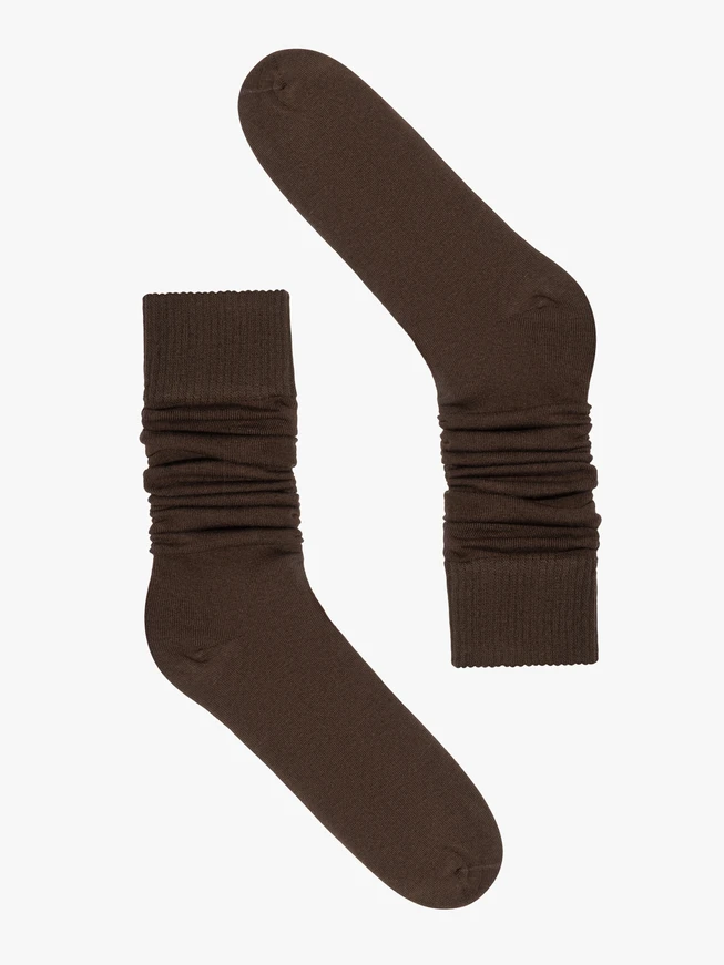 Brown ribbed women's socks