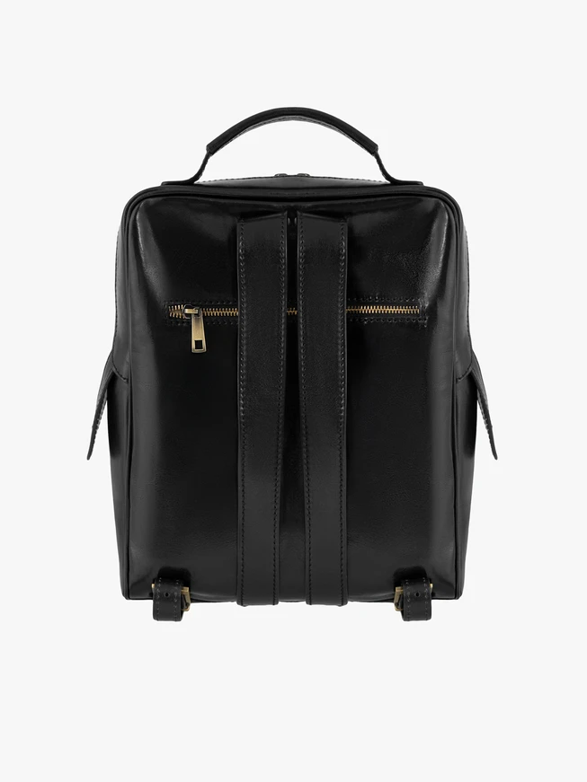 A4-Rucksack aus schwarzem Leder