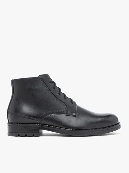 Black grain leather boots