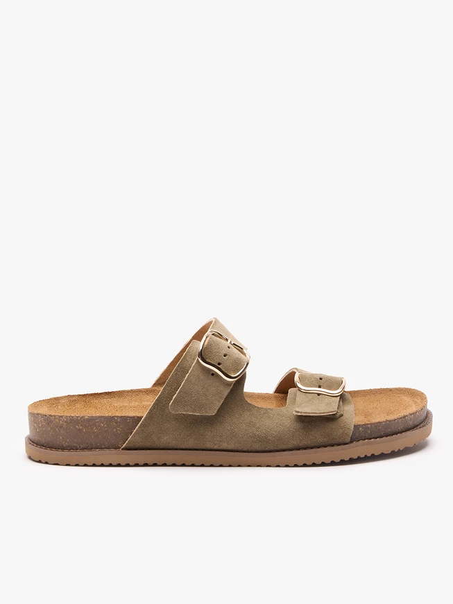 Olive Flip-Flops mit zwei Riemen