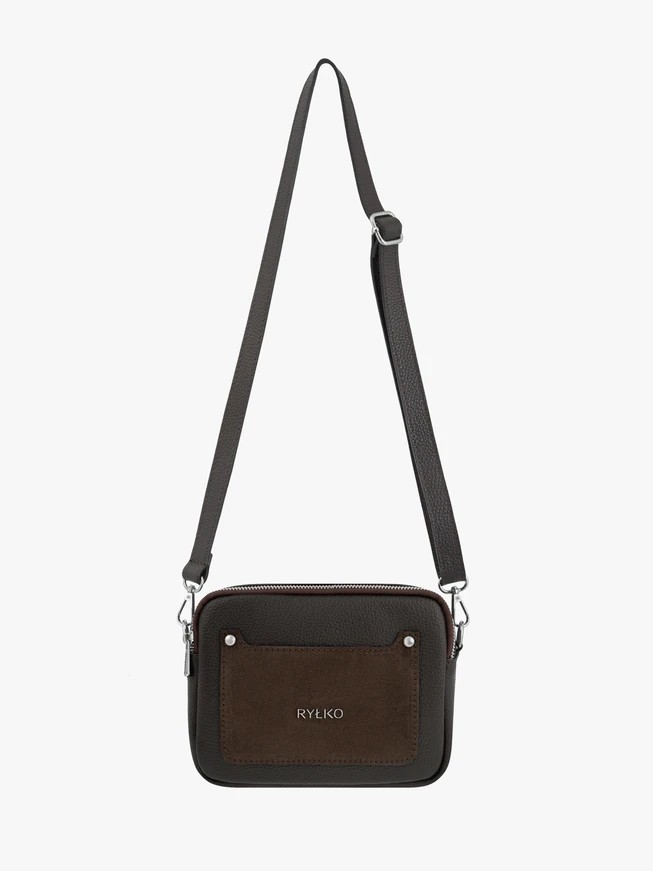 Handtasche aus braunem Leder und Velours