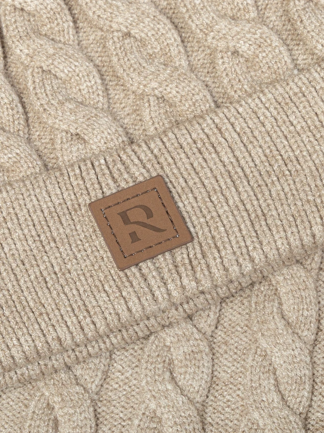 Beige kariertes Set: Mütze und Schal