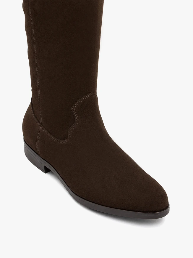 Brown velour leather boots