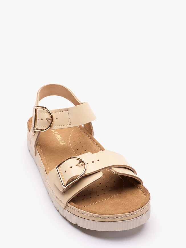 Beige Women's Sandals with Two Straps