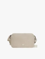 Handtasche aus beigem Velours und genarbtem Leder