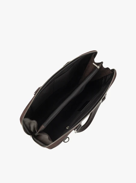 Brauner Shopper aus genarbtem Leder und Velours