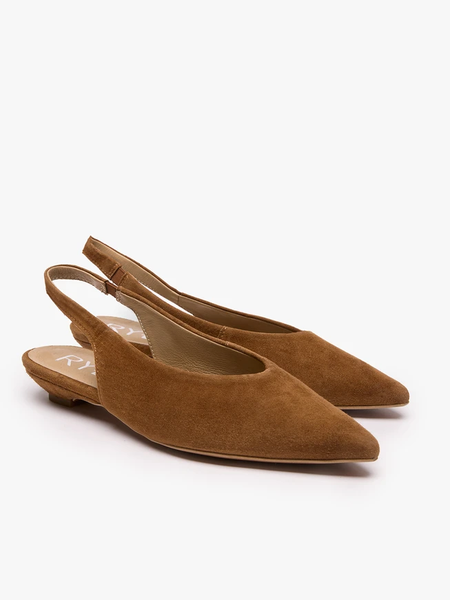 Braune Slingback-Pumps mit spitzer Zehe