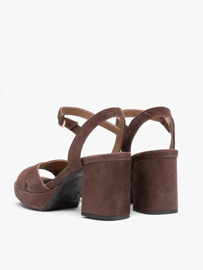 Braune Plateau-Sandalen mit Absatz