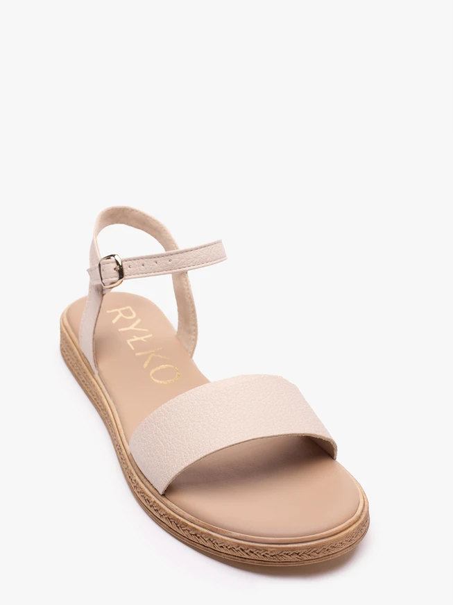Flache Sandalen in Beige