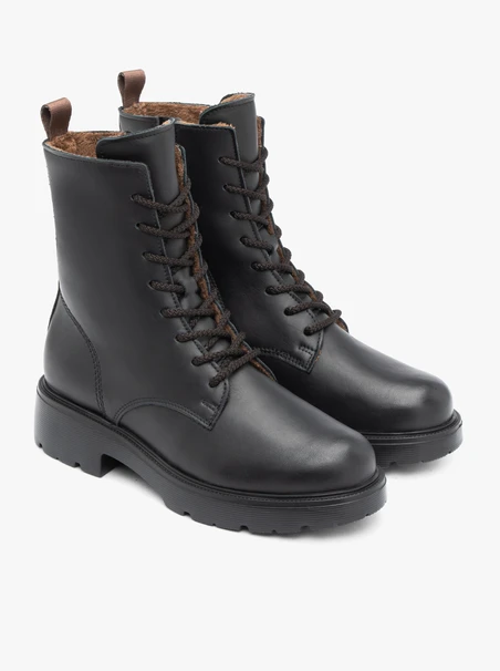 Black grain leather boots