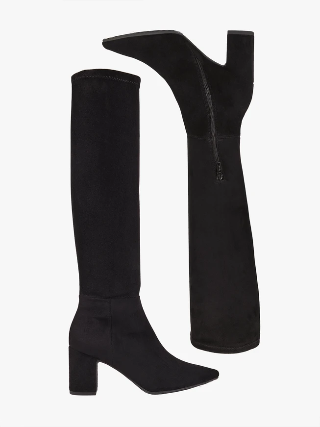Black stretchy knee-high boots