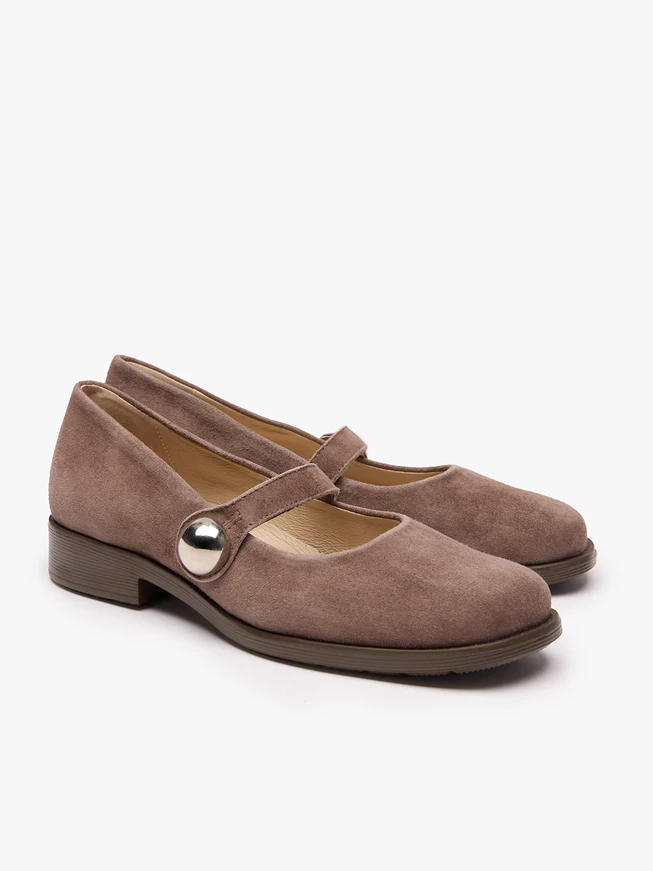 Ballerinas aus grauem Veloursleder