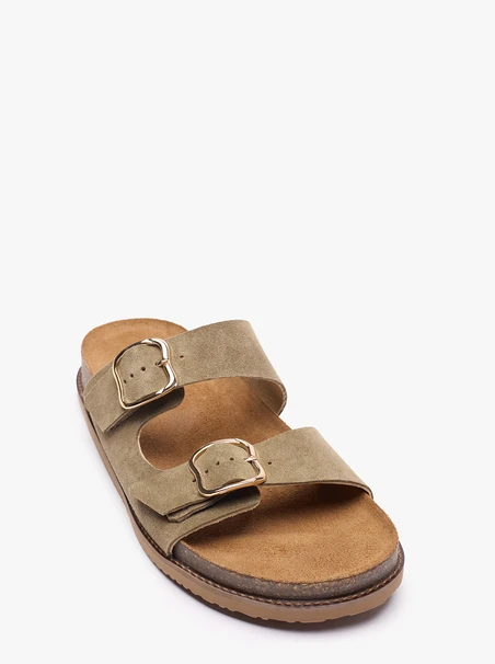 Olive Flip-Flops mit zwei Riemen