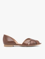 Braune zehenoffene Ballerinas