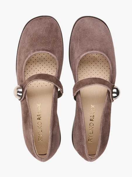 Ballerinas aus grauem Veloursleder