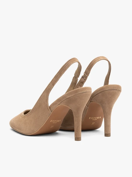 Jasnobrązowe czółenka bez pięty slingback