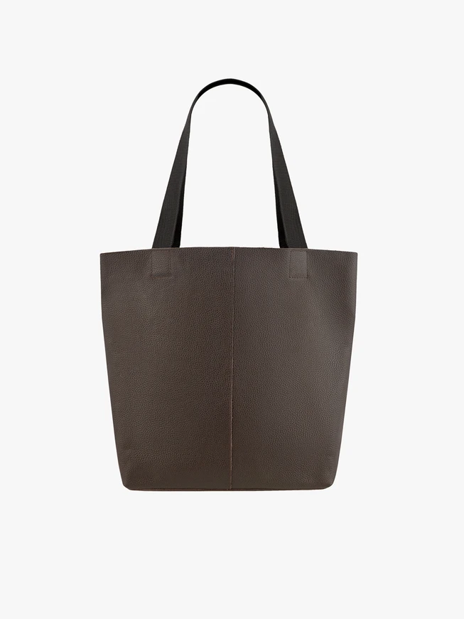 Large brown leather shopper bag